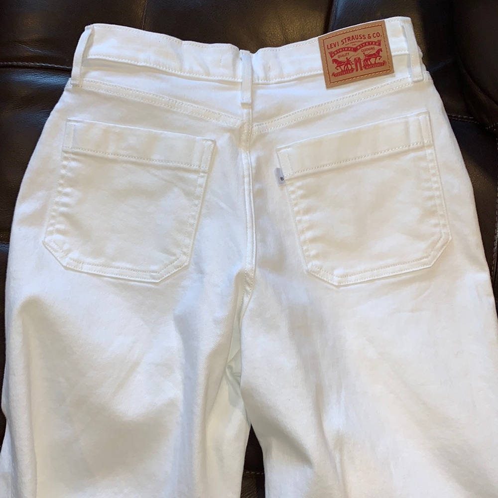 LEVIS WHITE MILE HIGH CROPPED WIDE LEG JEANS